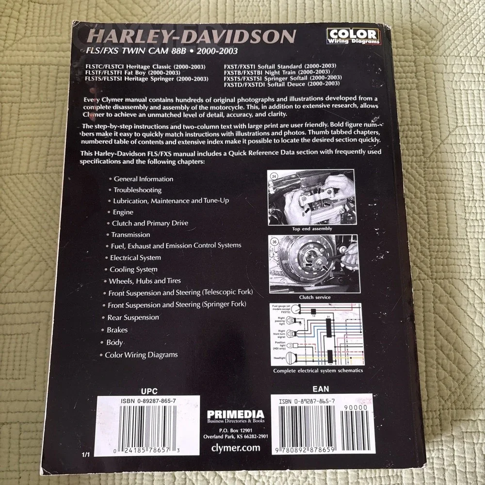 Clymer Harley-Davidson FLS FXS Twin Cam 88B 2000-2003 Service Manual M423